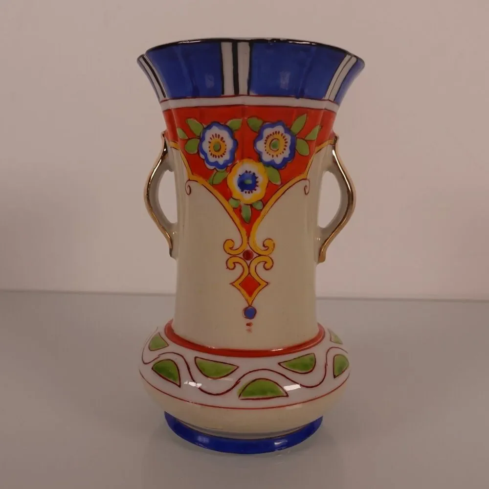 Goldcastle Luster Art Deco Vase Japan Hand Painted 5